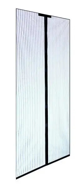 Zanzariera magnetica rinforzata Effe per porte e finestre, pannello in rete bianca a righe verticali, facile da installare e resistente