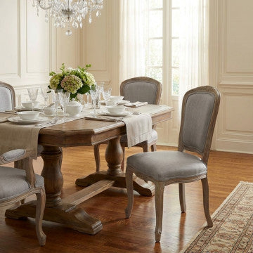 Sedia in legno e tessuto grigio, dimensioni 52x49x90 cm