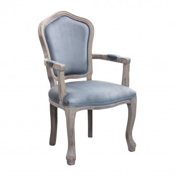 Poltrona in velluto grigio con struttura e gambe in legno 55x51x100cm