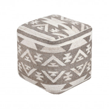 Pouf quadrato 40x40x40 cm in cotone e lana avorio
