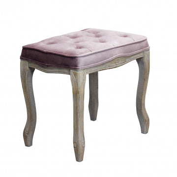 Sgabello in legno con rivestimento in velluto, dimensioni 50x36x47 cm