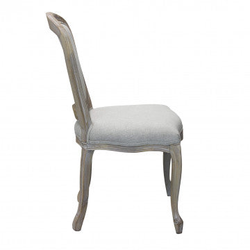 Sedia in legno e tessuto grigio, dimensioni 52x49x90 cm
