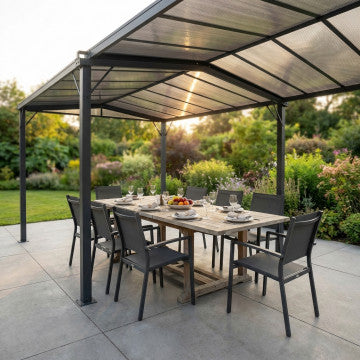 Gazebo allungabile in alluminio e policarbonato 296-570x287x240 cm