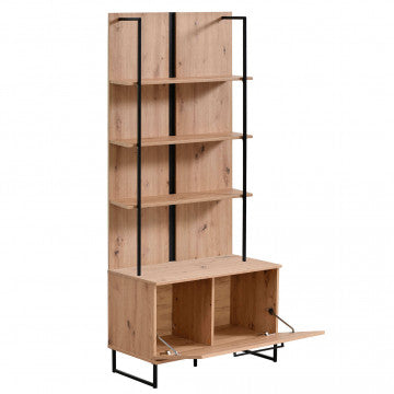 Vetrina in truciolare bilaminato e metallo, rovere chiaro, 85x42x191,5 cm