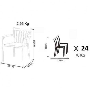 Poltrona impilabile struttura alluminio verniciato antracite seduta polyrattan