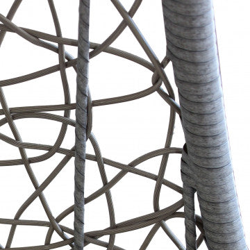 Dondolo con struttura in metallo tortora e seduta in wicker grigio