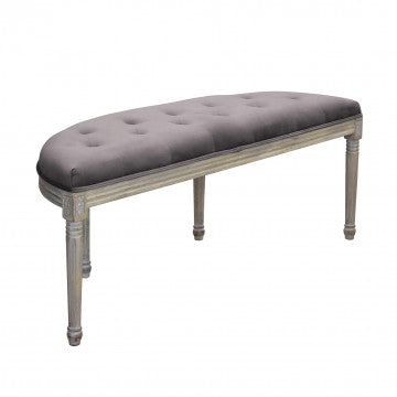 Panca in legno con rivestimento velluto, dimensioni 125x45x48 cm
