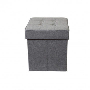 Pouf contenitore quadrato in tessuto grigio, 38x38x40 cm