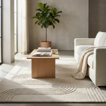 Tappeto in lana e cotone avorio 160x230 cm