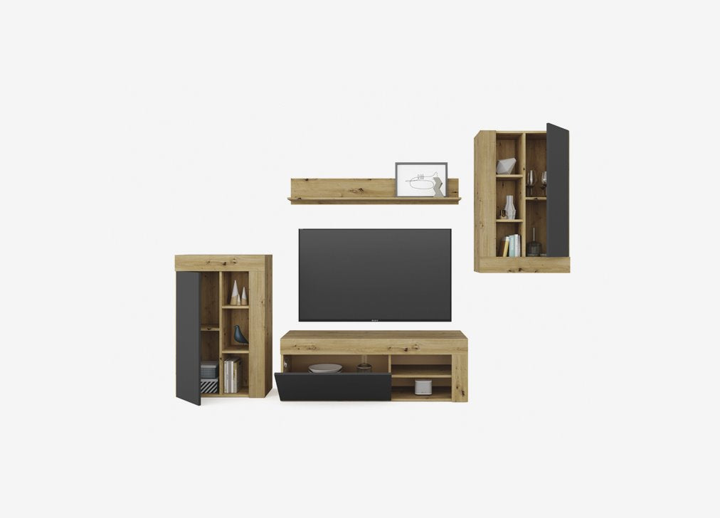 Mobile Soggiorno Leo in Rovere Nodi/Bianco Artik 260x41x103h Mobili TV FORES   