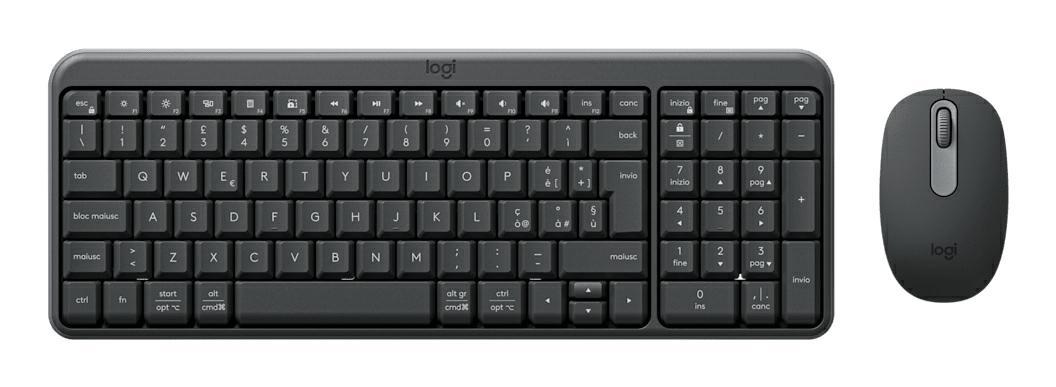 Kit Tastiera Mouse Senza Fili Nero Logitech MK250