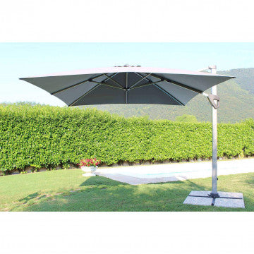 Ombrellone con telo poliestere grigio 250 gr, palo alluminio girevole 3x4m