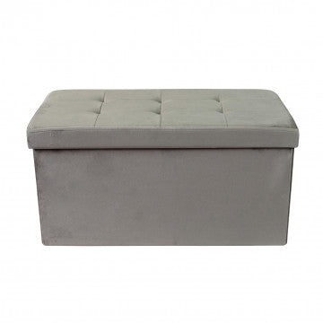 Pouf contenitore rettangolare in velluto tortora 76x38x38 cm
