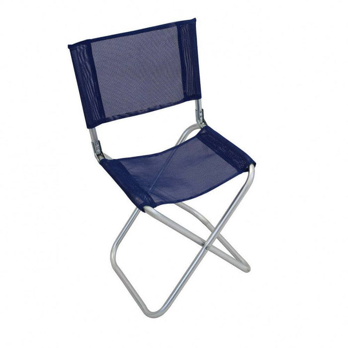 Sgabello Alluminio Blu Textilene Pieghevole 41x38x75h cm