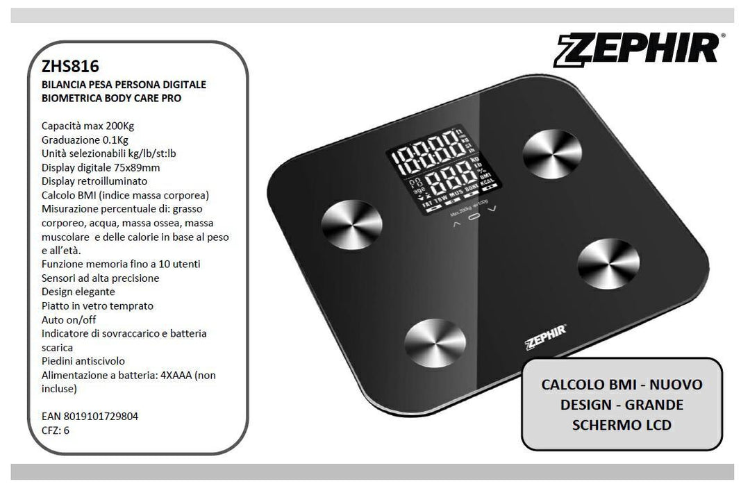 Bilancia Pesa Persona Elettronica Nero Max 200kg