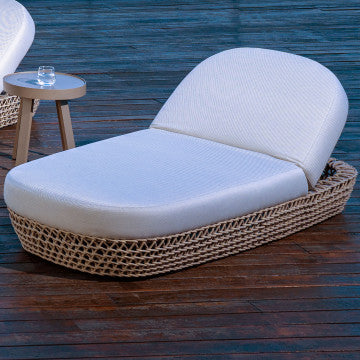 Lettino in alluminio con corde beige, 82x205x36 cm, 24 kg