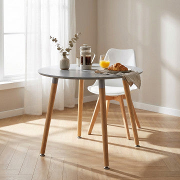 Tavolo rotondo Ø 80 cm piano ABS grigio gambe in legno