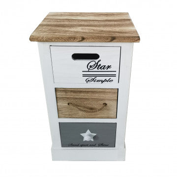 Mobiletto legno 3 cassetti, dimensioni 29x27x49 cm, peso 3 kg