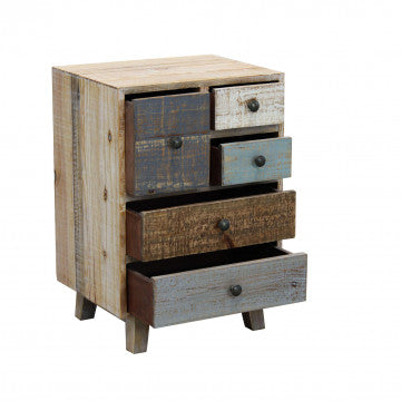 Mobile con 5 cassetti in legno colorato, dimensioni 45x35x64 cm