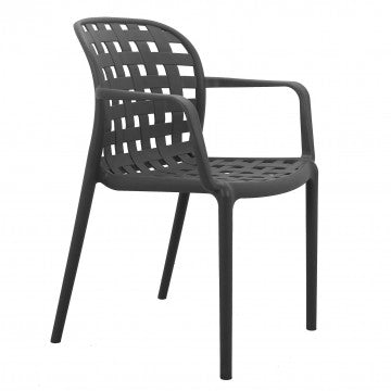 Poltrona impilabile in polipropilene colore antracite 58x57,5x82,5 cm