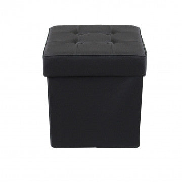 Pouf contenitore quadrato in tessuto nero 38x38x40 cm