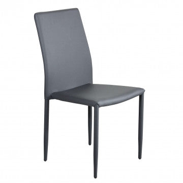 Sedia struttura acciaio e rivestimento ecopelle grigio scuro 41x50x91 cm