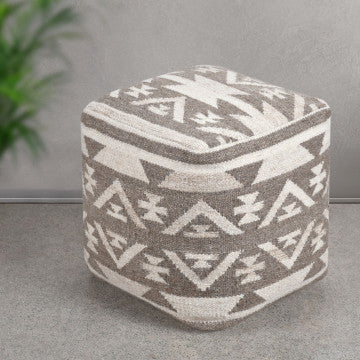 Pouf quadrato 40x40x40 cm in cotone e lana avorio