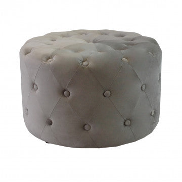 Pouf rotondo in velluto tortora, diametro 67 cm, altezza 41 cm