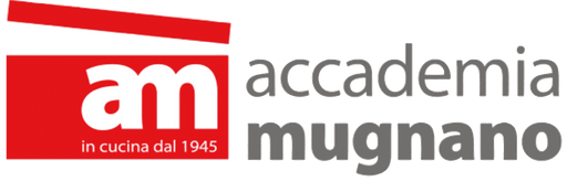 Logo di Accademia Mugnano con scritta rossa e grigia, rappresenta un marchio storico nel settore casalinghi e utensili da cucina