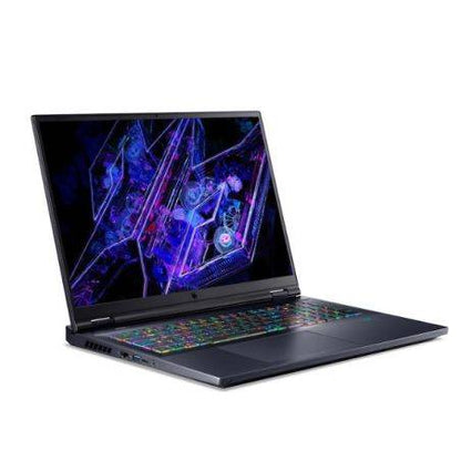 Vista laterale del laptop Acer Predator PHN14-51-7285 con schermo 3K e tastiera RGB, ideale per gaming e prestazioni elevate.
