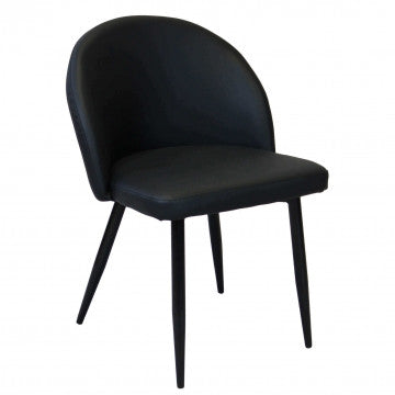 Poltrona con struttura in metallo e seduta in ecopelle nero 50x50x76