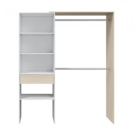 Armadio Guardaroba 158x40x187h in Rovere Chiaro e Bianco con Ripiani e Appendiabiti Armadi Hobby Shop Solution   