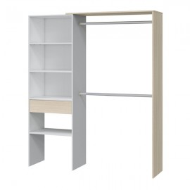 Armadio Guardaroba 158x40x187h in Rovere Chiaro e Bianco con Ripiani e Appendiabiti Armadi Hobby Shop Solution   