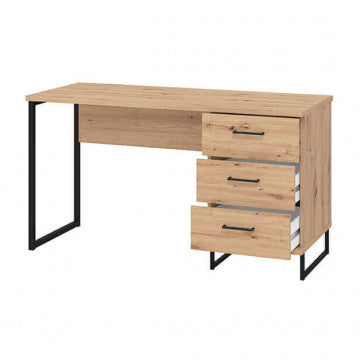 Scrivania computer 137,5x56x75 cm metallo truciolare bilaminato rovere
