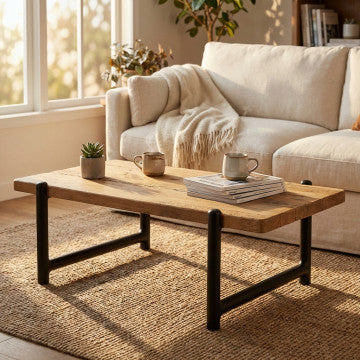Tavolino in legno di pino riciclato 135x74,5x40 cm marrone