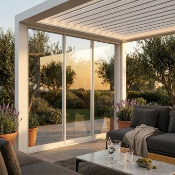 Laterale in vetro per pergola bioclimatica 270x238 cm, materiale Vetrox