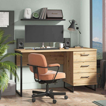Scrivania computer 137,5x56x75 cm metallo truciolare bilaminato rovere