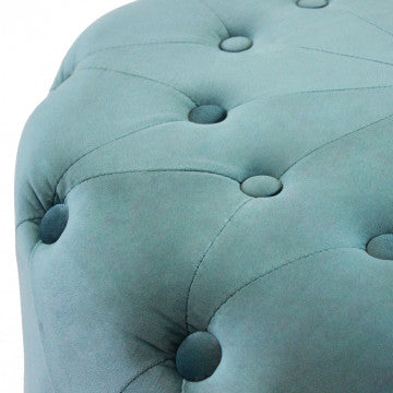 Pouf rotondo in velluto verde, diametro 67 cm, altezza 41 cm