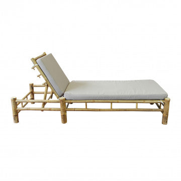 Lettino in bamboo con cuscino, dimensioni 210x80x36 cm, colore marrone
