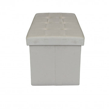Pouf contenitore rettangolare in velluto beige 76x38x38 cm