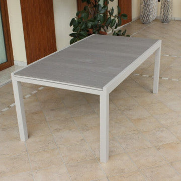 Pental Table 180/240 x 100 - Table d'extérieur extensible avec structure en aluminium et plateau en polywood