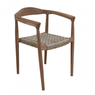 Poltrona in teak con seduta intreccio 2x2, 59x54x78 cm