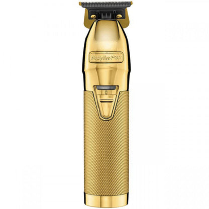 Tagliacapelli professionale Babyliss Pro Skeleton Gold FX in finitura dorata, con lama a forma di T, design ergonomico e utilizzo con filo e senza filo.