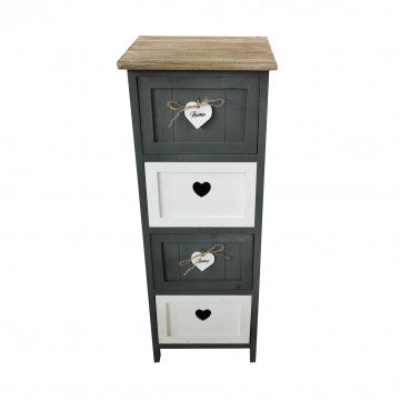 Mobiletto in legno con 4 cassetti, dimensioni 30x27,5x81 cm