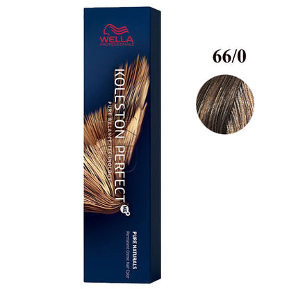 Scatola di colorazione permanente Wella Koleston Perfect in confezione blu, tonalità 66/0 castano naturale con riflessi dorati, professionale