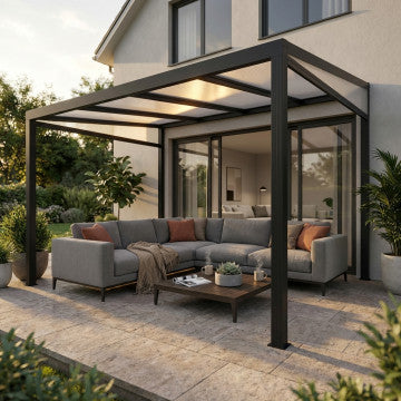 Veranda addossata copertura policarbonato 430x300x270 cm laterale vetro