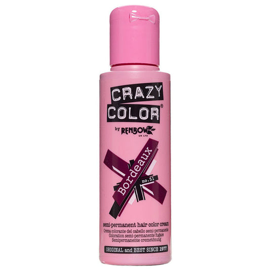 Crazy Color Semi-Permanent Hair Color Cream Bordeaux 51
