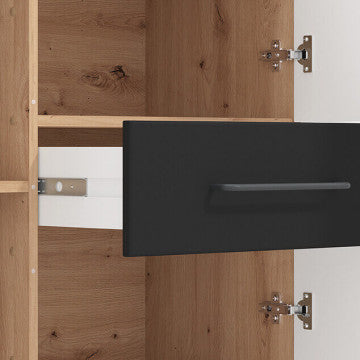 Vetrina in truciolare bilaminato rovere artigiano e nero 89,5x40x141,5 cm