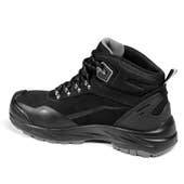 Scarpa Sparco Dell S7 in nabuck nero, con supporto alla caviglia, puntale amagnetico e soletta antiperforazione. Misure 39-46.