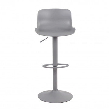 Sgabello in polipropilene grigio con base metallica, altezza regolabile 81-102 cm